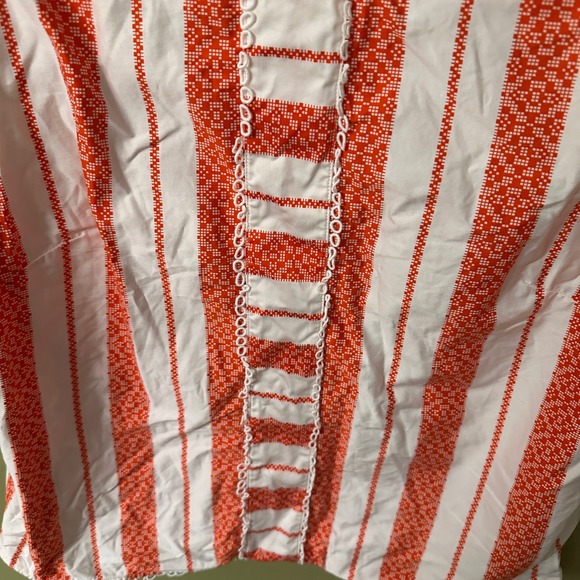 Draper James Orange White Stripe Embroidered Sleeveless Top Size 14 - Picture 3 of 10